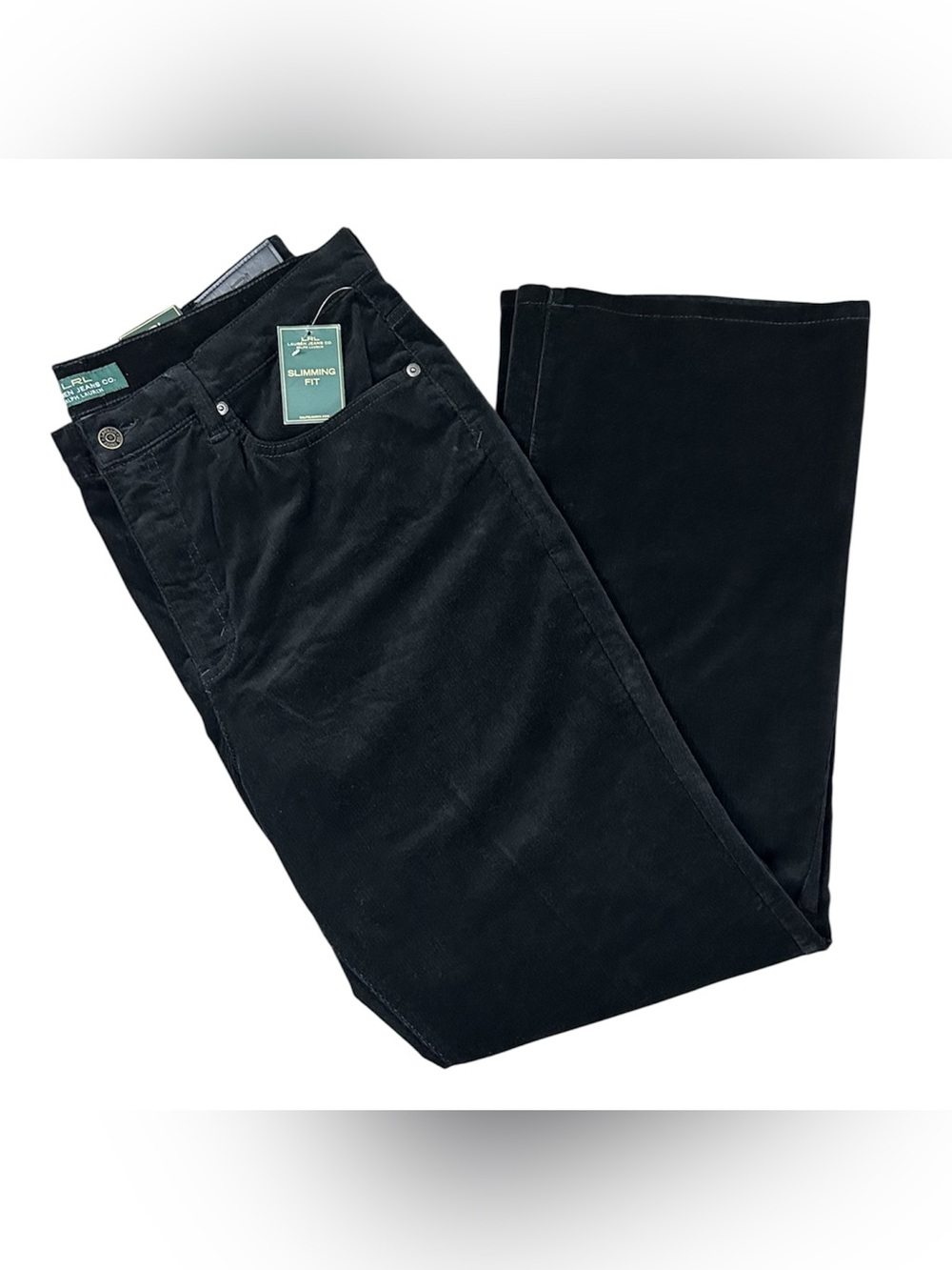 LRL Lauren Jeans Co Ralph Lauren Black Corduroy Jeans Women’s Size 16 x 31 NWT